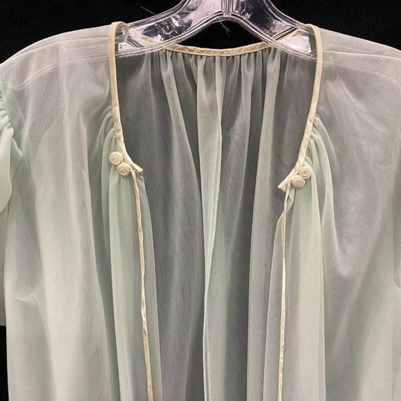 Vanity Fair- VINTAGE - 1960s 1970s Nightgown & Robe 2PC Set- Mint Green - Sz S - Picture 12 of 16